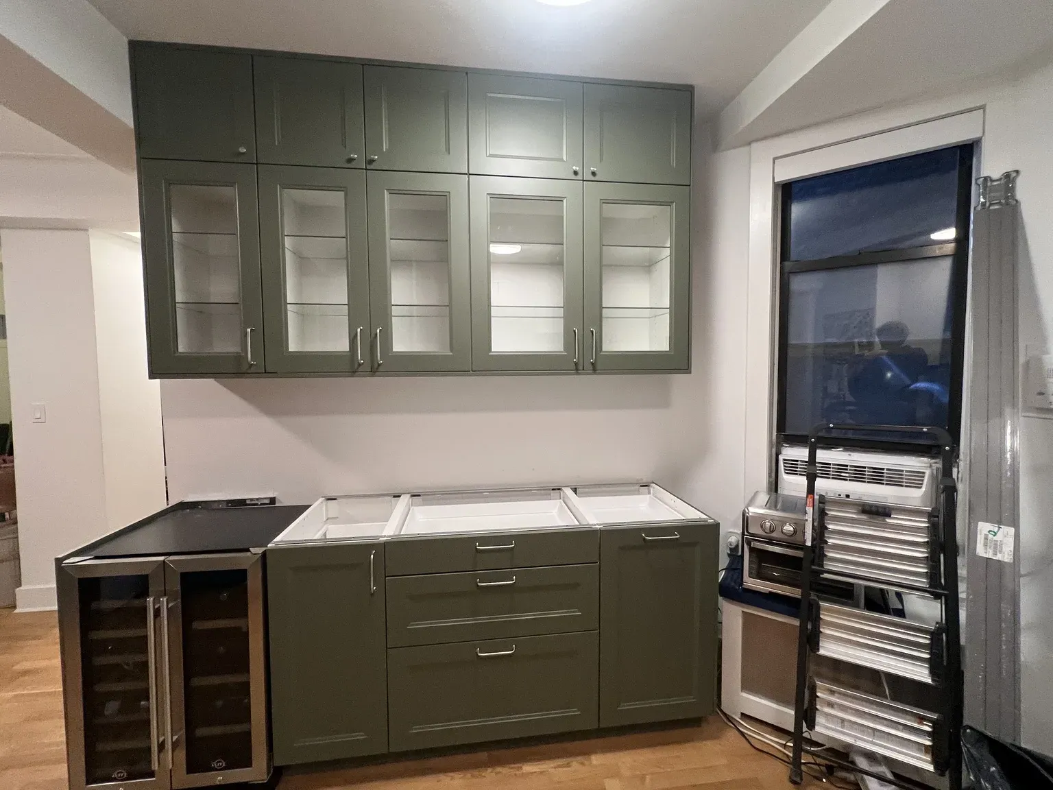 Sage Green Kitchen with Wine Storage